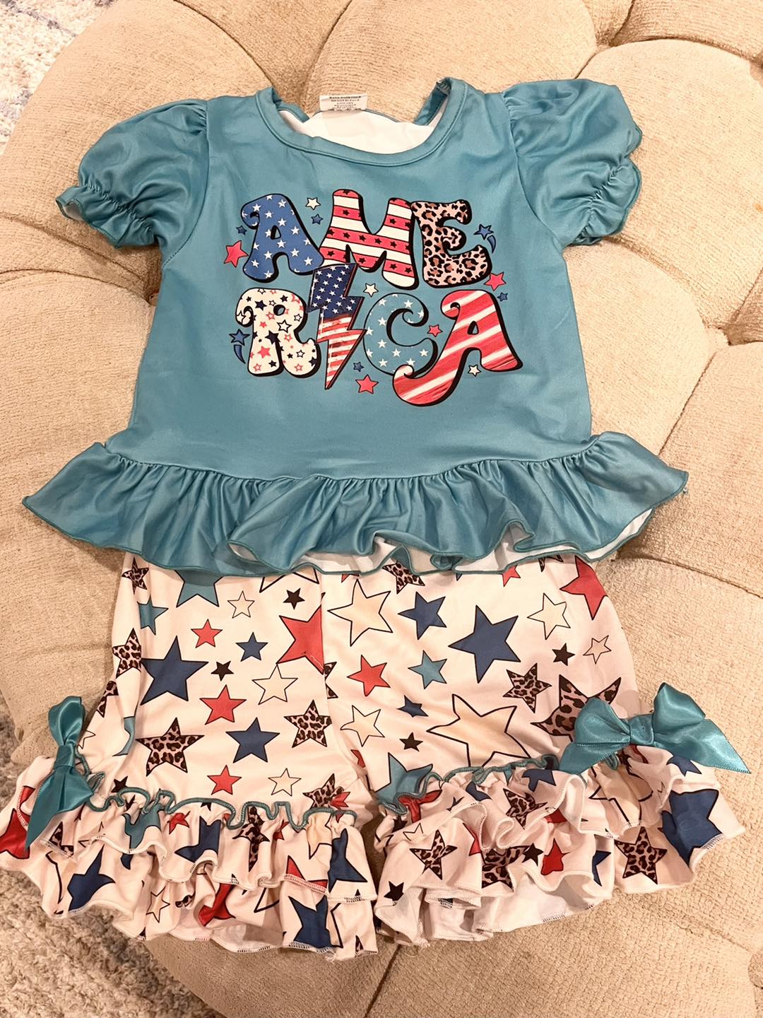 America Ruffle Shorts Set