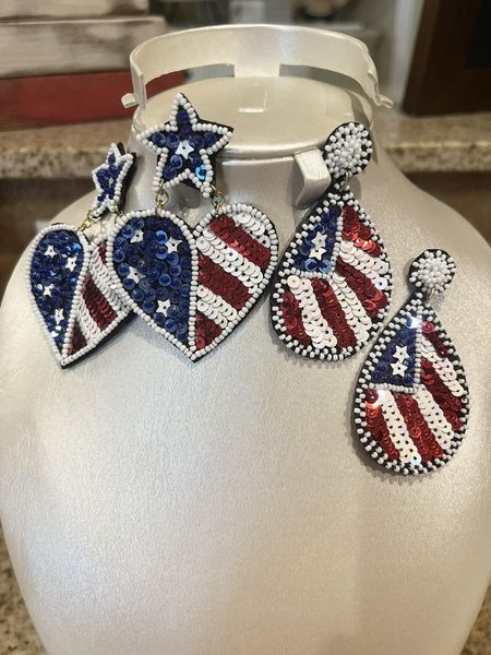 Sequin Patriotic Earrings