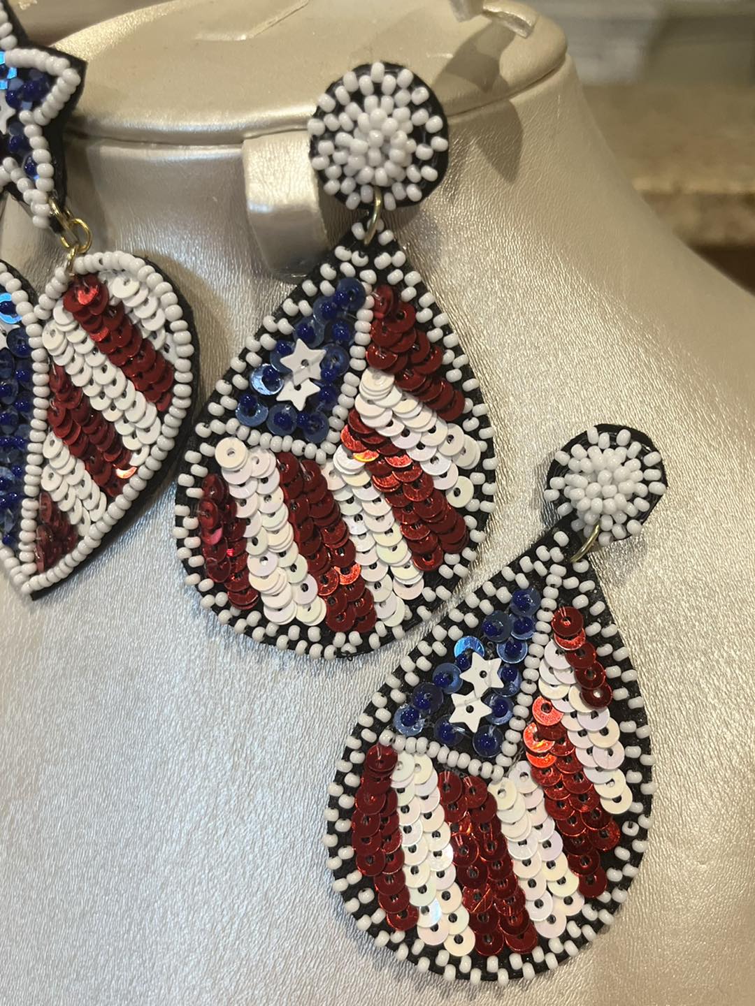 Sequin Patriotic Earrings