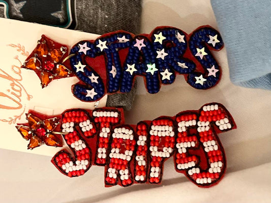 Stars and Stripes Sequin Patriotic Earrings